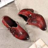 Ručne cvjetne kožne cipele retro stila