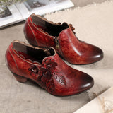 Ručne cvjetne kožne cipele retro stila