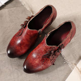 Ručne cvjetne kožne cipele retro stila