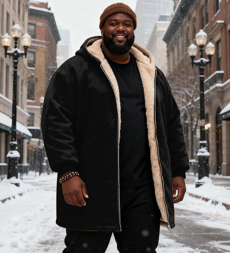 Veliki i visoki muški kaput od baršuna s kapuljačom