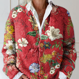 Ženski vintage cvjetni umjetnički print | Kardigan s gumbima