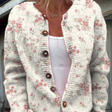 Print s ružičastim ružama | Kardigan s gumbima