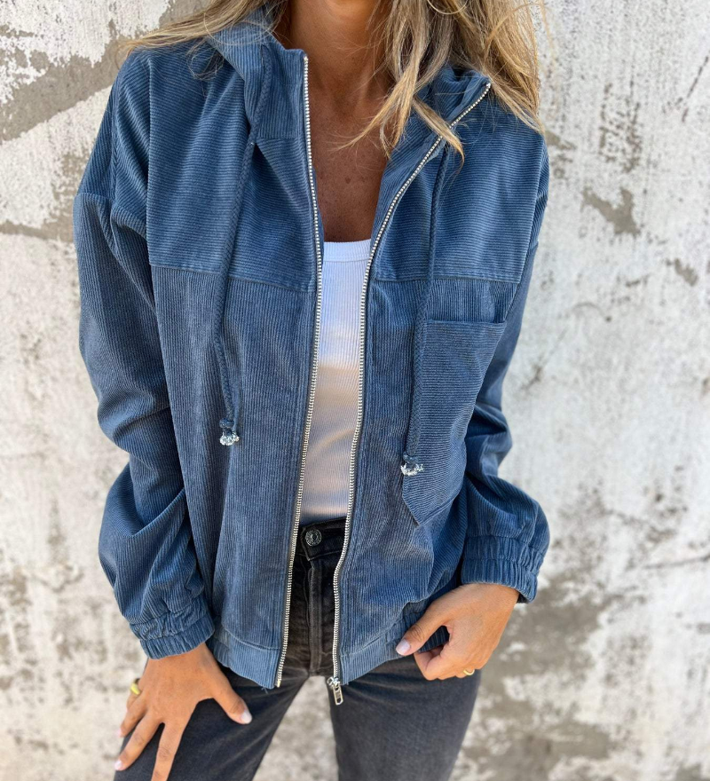 Ella™ | Samtasta jakna s kapuljačom