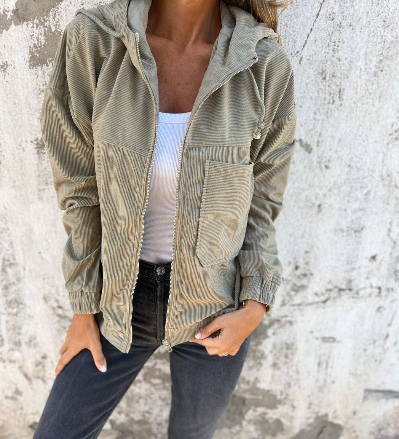 Ella™ | Samtasta jakna s kapuljačom