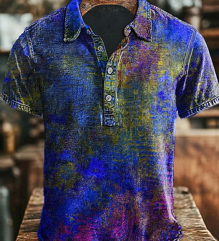 Vintage Šarena Stara Ispisana Casual Polo Majica