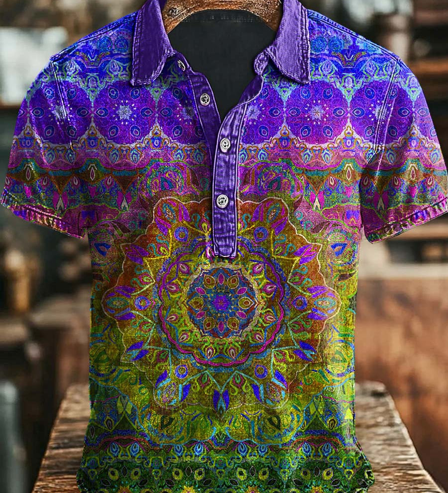 Vintage umjetnost apstraktni šareni cvjetni print casual polo majica