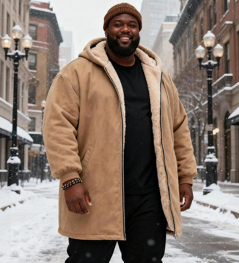 Veliki i visoki muški kaput od baršuna s kapuljačom