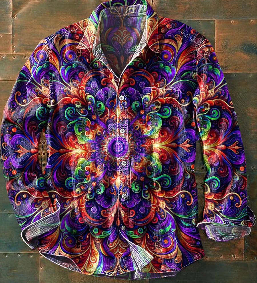 Muška šarena cvjetna košulja s dugim rukavima