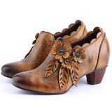 Ručne cvjetne kožne cipele retro stila