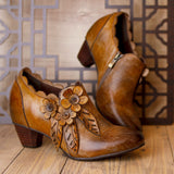 Ručne cvjetne kožne cipele retro stila