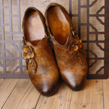 Ručne cvjetne kožne cipele retro stila