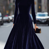 Elissa | Midi haljina dugih rukava u mornarsko plavoj boji