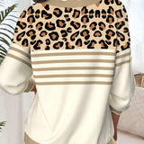 Džemper s leopard uzorkom i kontrastnim V-izrezom