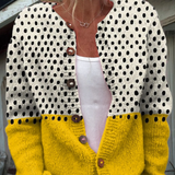 Žuti Geometrijski Točkasti Uzorak | Kardigan s Dugmadi