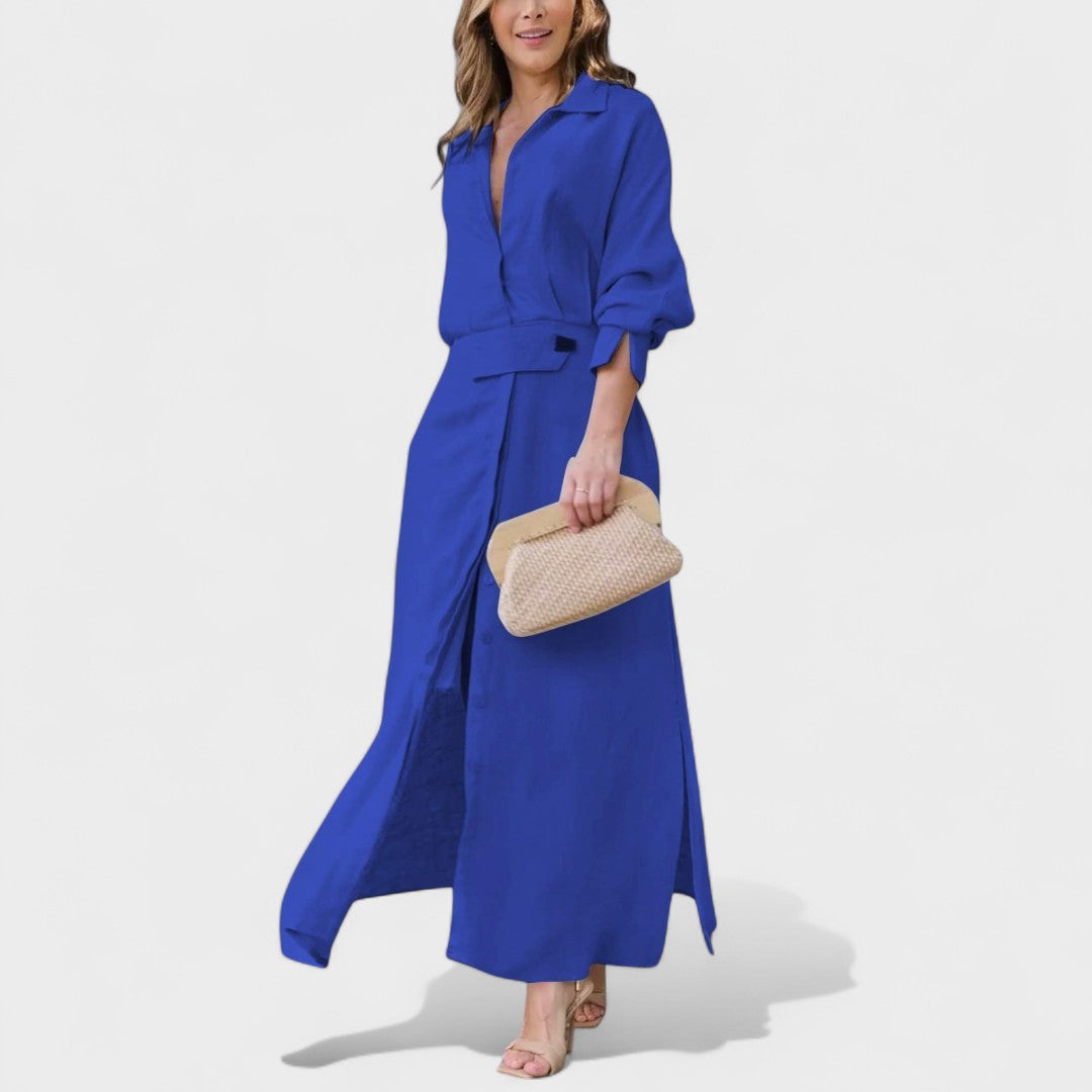 Gordana - Elegantna duga haljina s V-izrezom