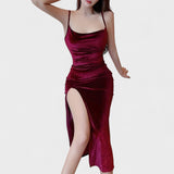 Gabriela - Haljina od baršuna s bočnim prorezom