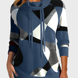 Pletena dukserica s umjetničkim dizajnom i kapuljačom