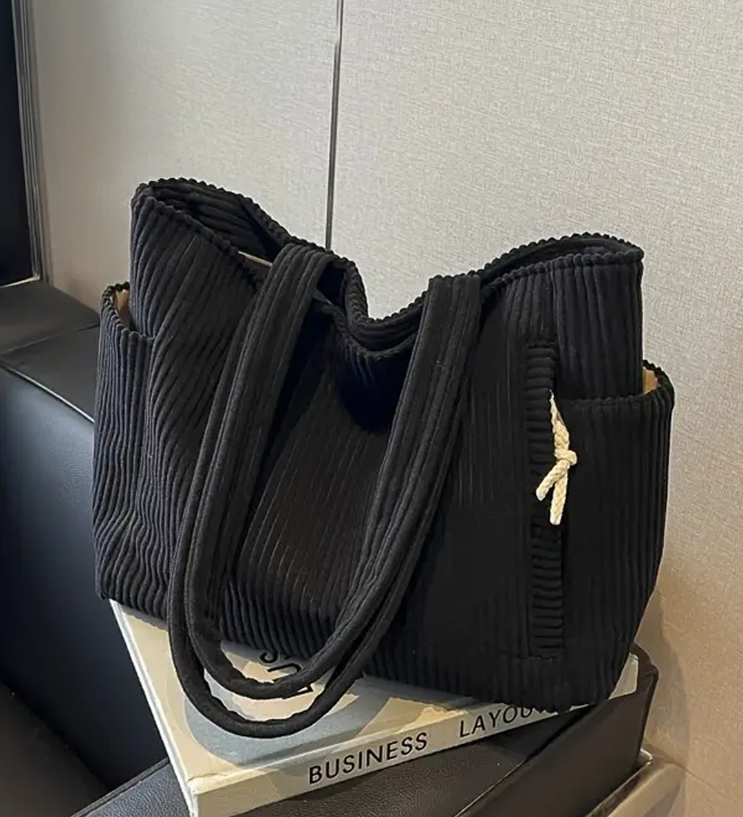 Tilda – Rebrasta tote torba s ukrasnim užetom