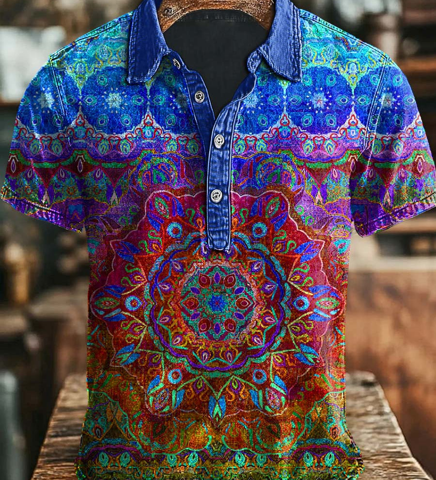 Vintage umjetnost apstraktni šareni cvjetni print casual polo majica