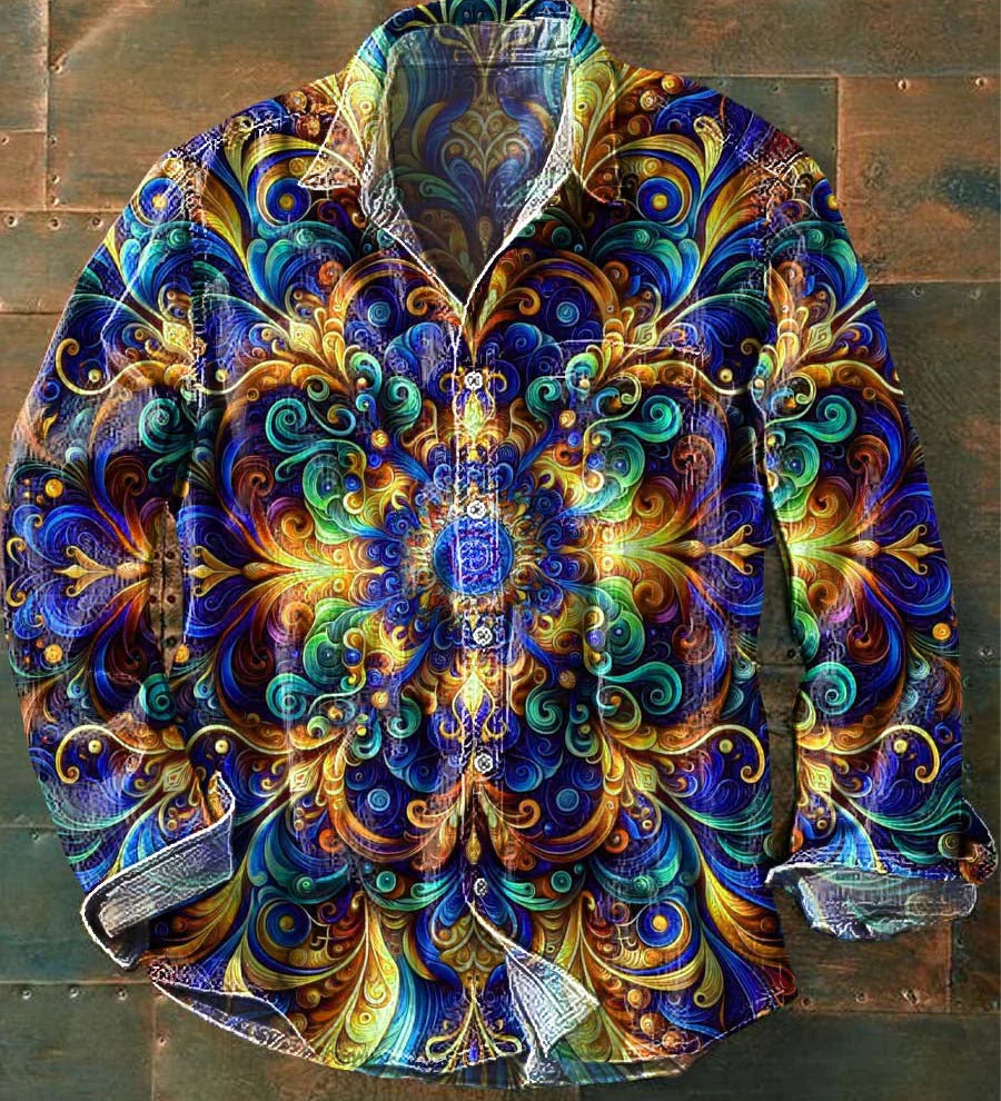 Muška šarena cvjetna košulja s dugim rukavima