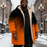 Crni i crveni gradijentni printsani baršunasti dug kaput s kapuljačom