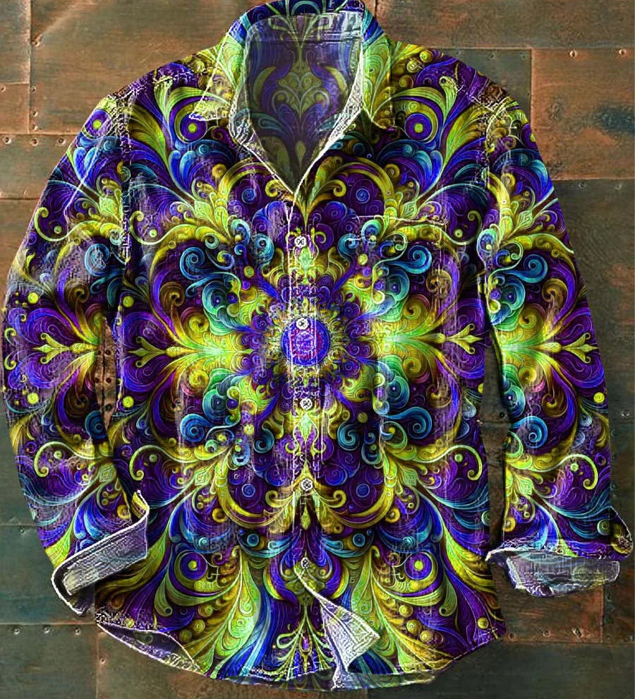 Muška šarena cvjetna košulja s dugim rukavima