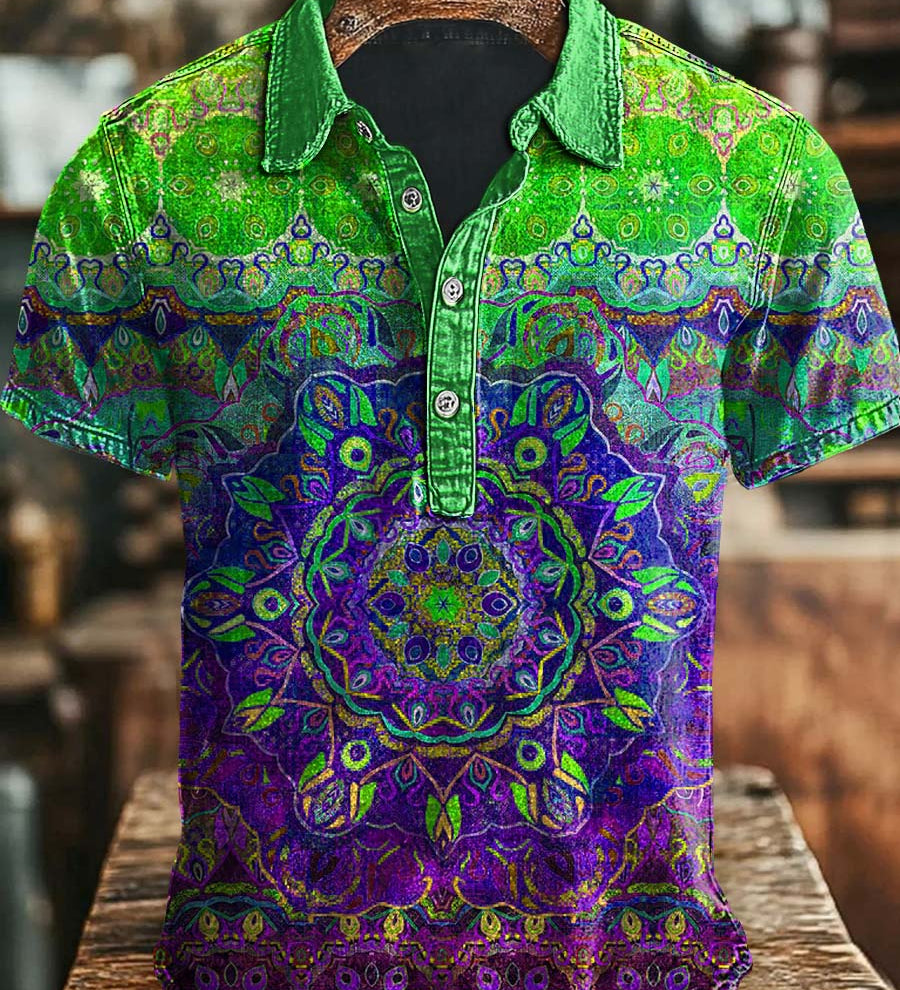 Vintage umjetnost apstraktni šareni cvjetni print casual polo majica