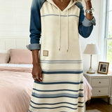 Prugasta haljina s kapuljačom u kombinaciji boja