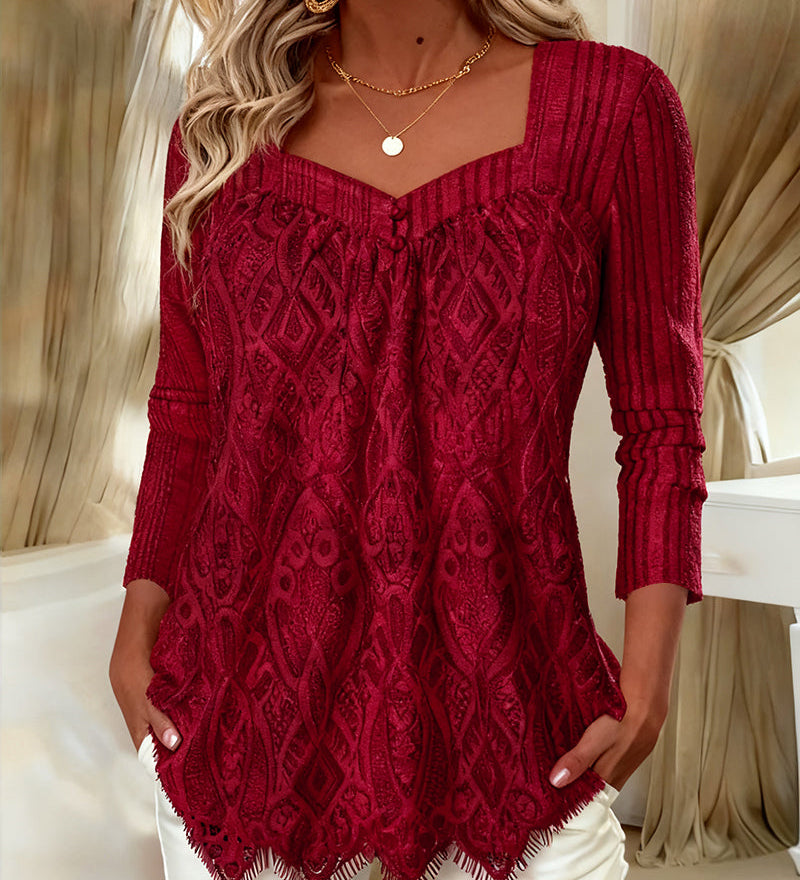 Top s kvadratnim izrezom i čipkom ispod pazuha