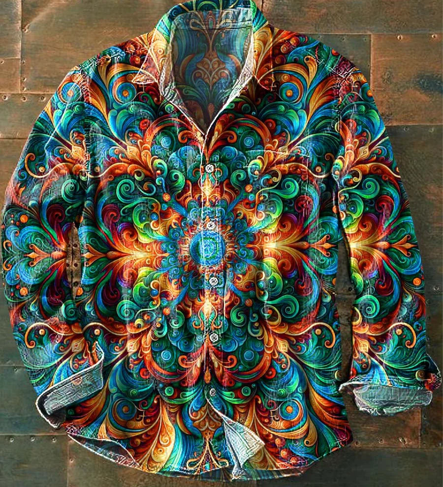 Muška šarena cvjetna košulja s dugim rukavima