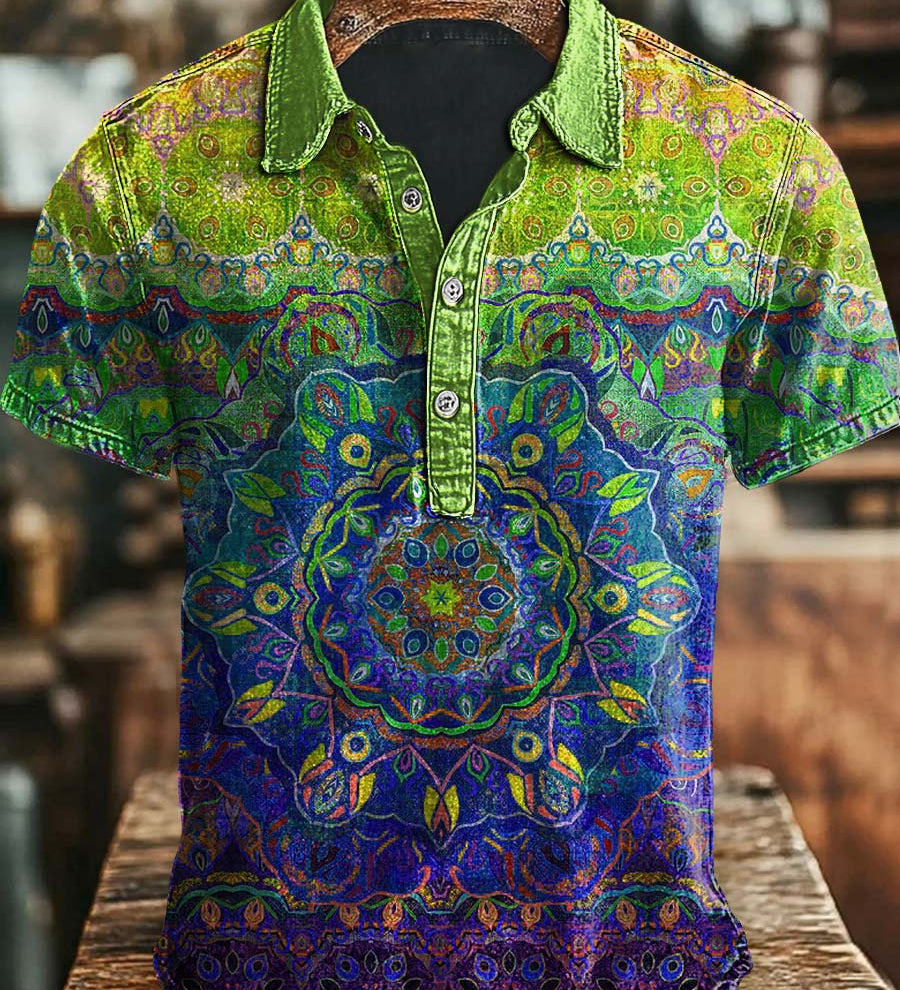 Vintage umjetnost apstraktni šareni cvjetni print casual polo majica