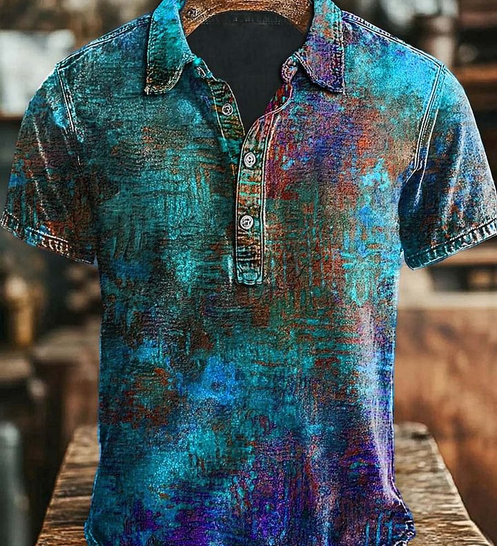 Vintage Šarena Stara Ispisana Casual Polo Majica