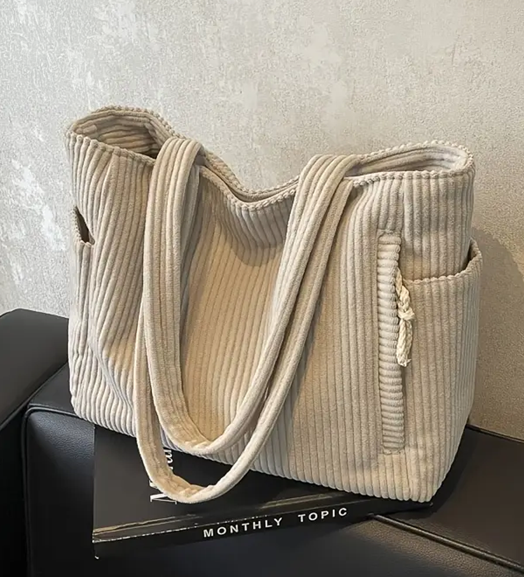 Tilda – Rebrasta tote torba s ukrasnim užetom