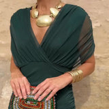 Elegantna fantasy maxi haljina s V-izrezom