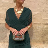 Elegant V-neck Fantasy Painted Floral Print Party Maxi Dress