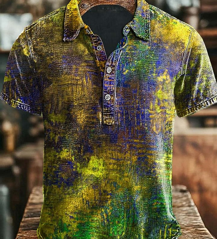 Vintage Šarena Stara Ispisana Casual Polo Majica