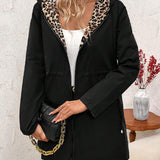 Preokretivi kaput s kapuljačom i leopard uzorkom