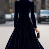 Elissa | Midi haljina dugih rukava u mornarsko plavoj boji