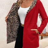 Preokretivi kaput s kapuljačom i leopard uzorkom