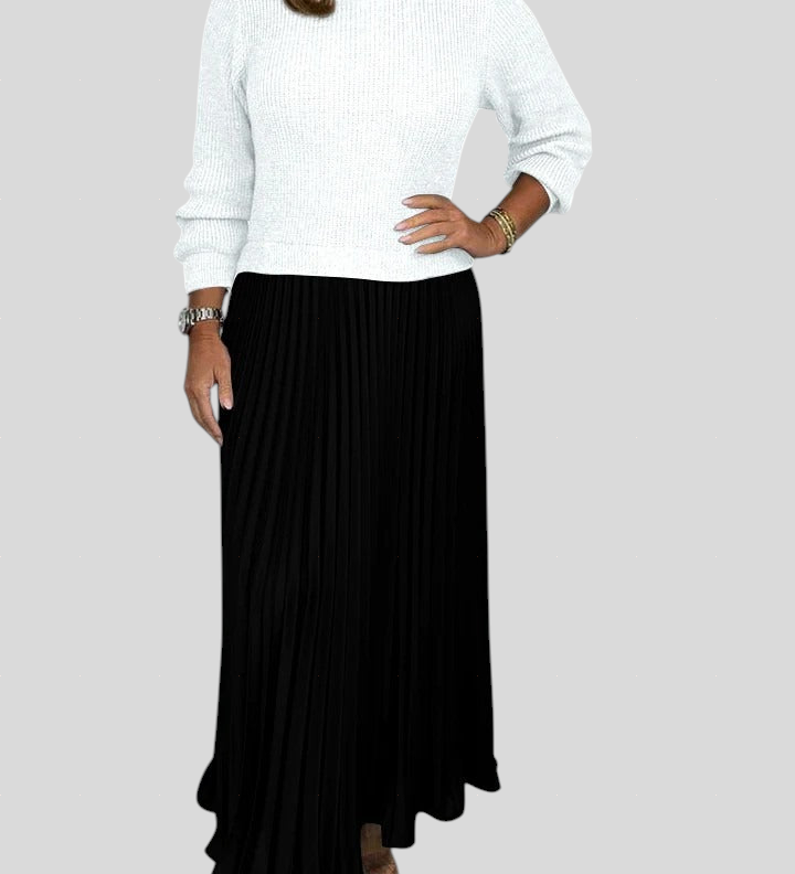 Claudia - Plisirana Haljina s Puloverom