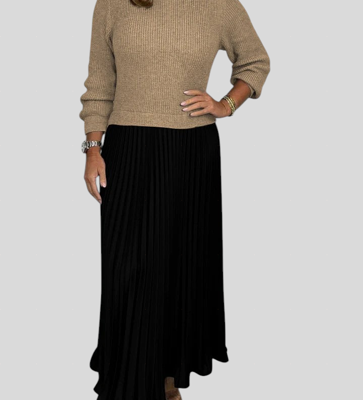 Claudia - Plisirana Haljina s Puloverom