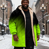 Crni i crveni gradijentni printsani baršunasti dug kaput s kapuljačom