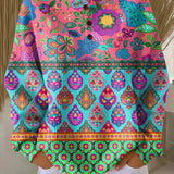 Znak | Pulover s etničkim cvjetnim prugama