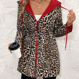 Preokretivi kaput s kapuljačom i leopard uzorkom