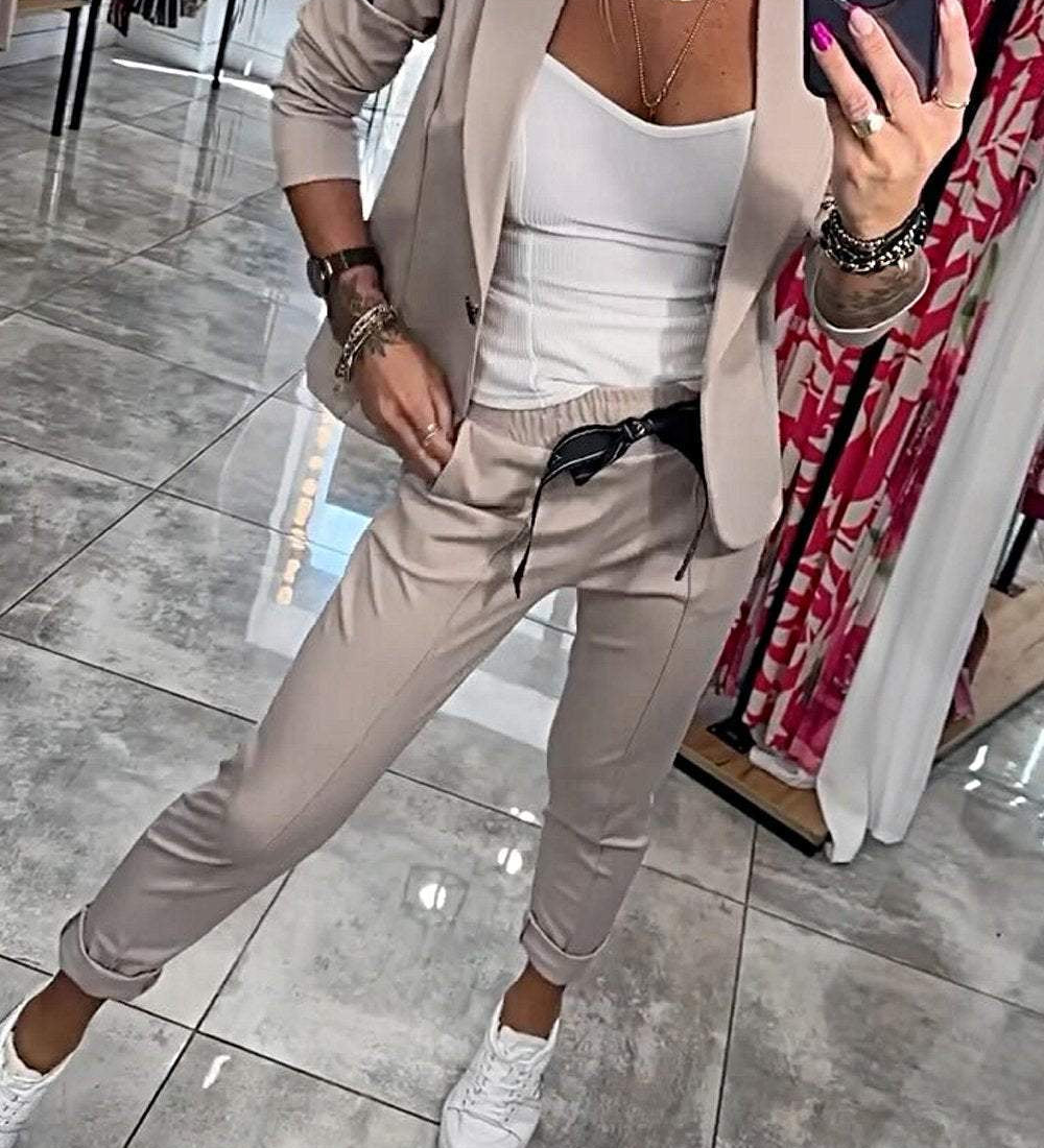 Fenna™ | Opušteni jednobojni dvodijelni set za žene