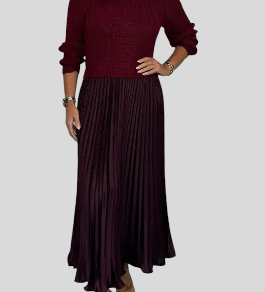 Claudia - Plisirana Haljina s Puloverom