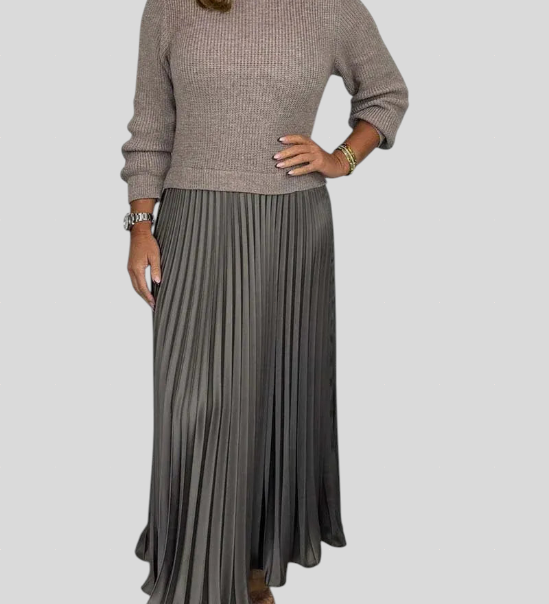 Claudia - Plisirana Haljina s Puloverom