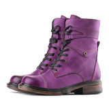 Udobne čizme od prave kože s vezicama i unutarnjim patentnim zatvaračem