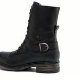 Udobne čizme od prave kože s vezicama i unutarnjim patentnim zatvaračem