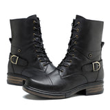 Udobne čizme od prave kože s vezicama i unutarnjim patentnim zatvaračem